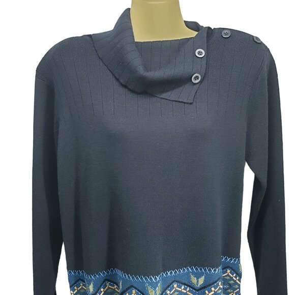 Adrianna Papell Womens Cowl Neck Sweater Button Accents & Geometric Hem Design M - Picture 4 of 7